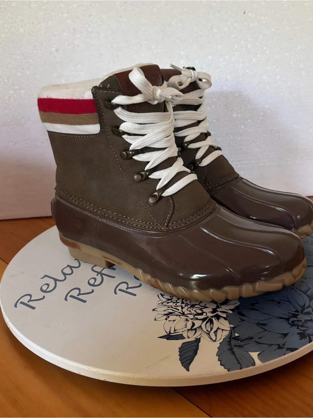 Nautica Melody Brown Fleece Lined Duck Boots | Women’s 7
